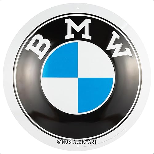 Nostalgic-Art Letrero de lata retro, 13.4 x 13.8 in, producto oficial de licencia (OLP), BMW  Logo  Idea de regalo para los fans de BMW, hecho de