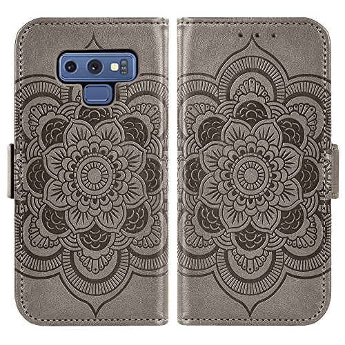 Asuwish Compatible With Samsung Galaxy Note 9 Wallet Case And Tempered Glass Screen Protector Flip Cover Card Holder Cell Accessories Phone Cases For Galaxies Note9 Gaxaly Glaxay Not S9 Women Men Gray #TOP5