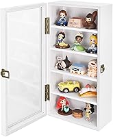 Vista 8 de Ikee Design Gabinete de exhibición colgante de madera con 5 estantes para montar en la pared, accesorios de almacenamiento con puerta de vidrio Negro