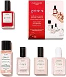 Manucurist Set système GreenTM avec prune - Kit de manucure végétalien professionnel : 1 Dégraissant, 1 Manteau de base, 1 Du vin noir polonais à ongles 1 Top manteau, gouttes séchées - Des cadeaux pour elle