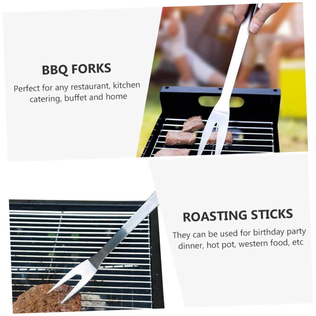 Abaodam 4pezzi Forchette Da Barbecue Inossidabile Per Grigliate e Tostature Per Carne Verdure e Marshmallow Utensili Pratici Per Bbq All