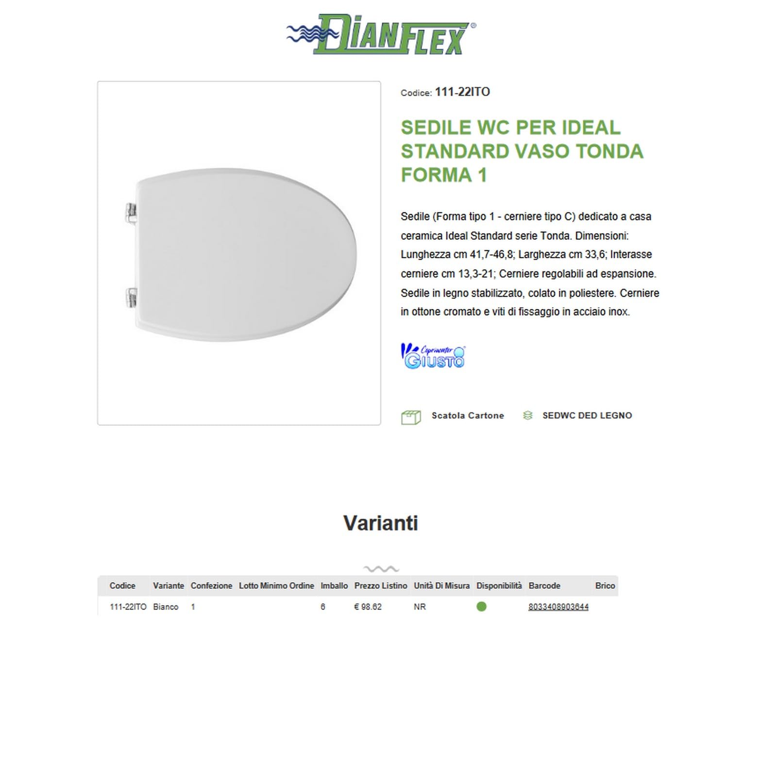Copriwater per Ideal Standard Vaso Tonda