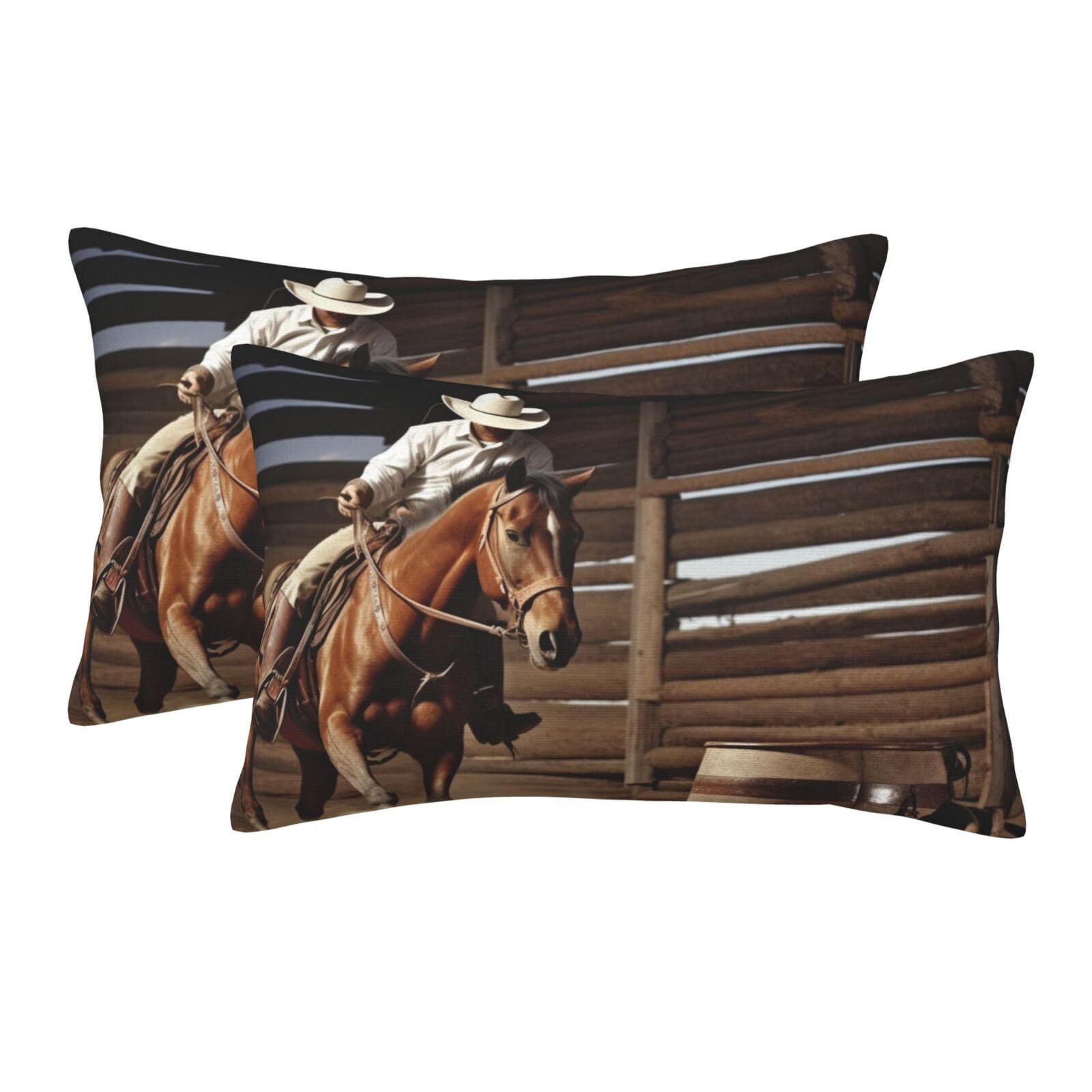 2 Pack Standard Size Pillow Cases for Hair and Skin Soft Breathable Pillow Case Covers with Hidden Zipper American West Rodeo Pillowcase 20"x30" Pillow Cover for Sleeping Gift