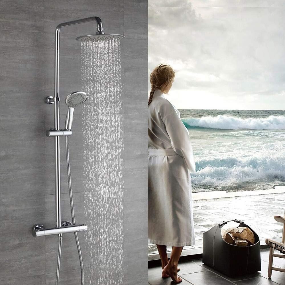 HOMELODY Thermostatic 40° Shower Bar Mixer for Bathroom Wall Mount Shower Brass Diverter Valve Anti Scald Function for Baby