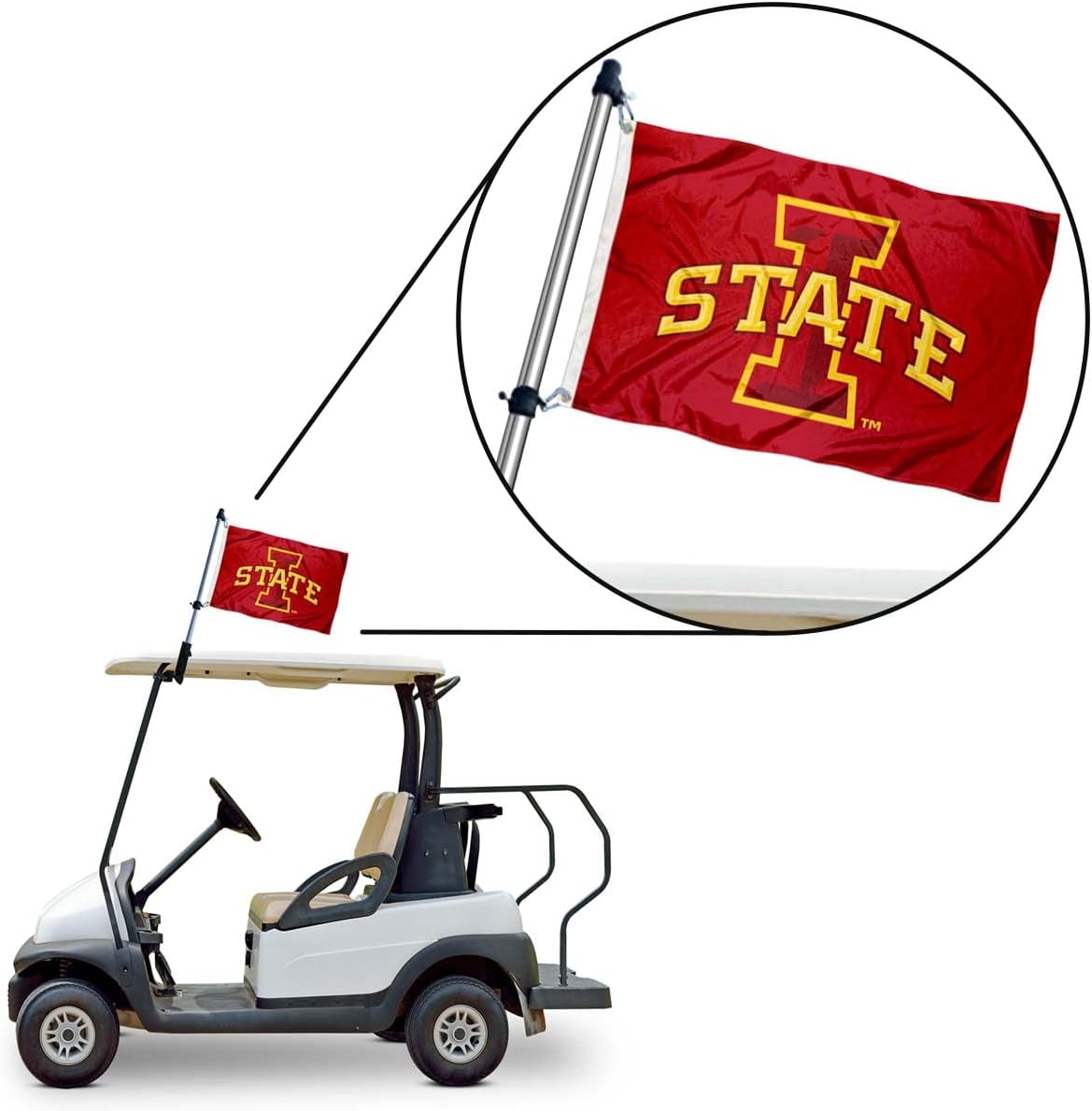 College Flags & Banners Co. Iowa State Cyclones Golf Cart Flag Pole and Holder Mounting Bracket