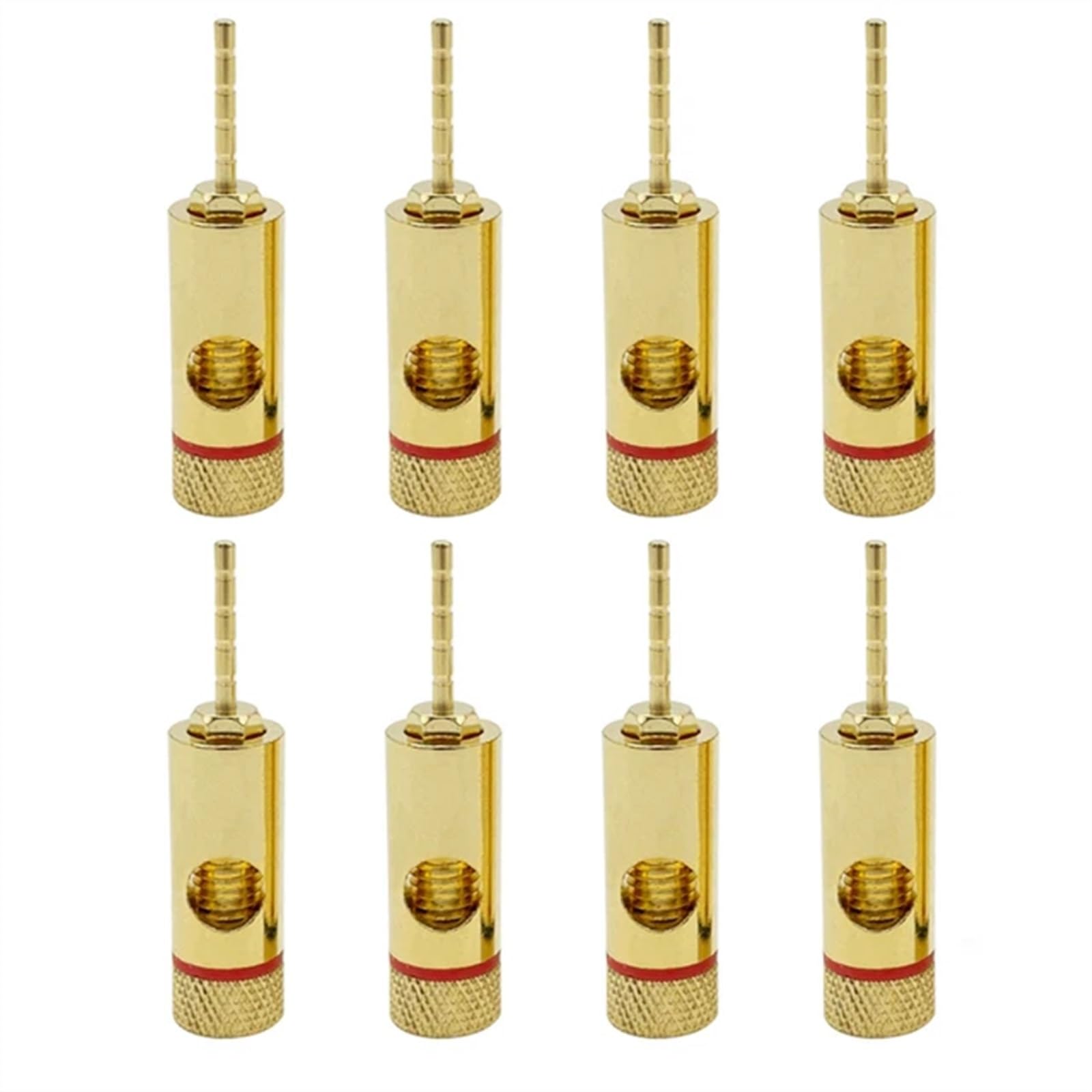 Adaptateur de fiche Banane à Broche Droite en cuivre plaqué Or, 8 pièces, Broches de 2mm, bornes Banane, fiches de Haut-Parleur, connecteur de câblage(8 Red)