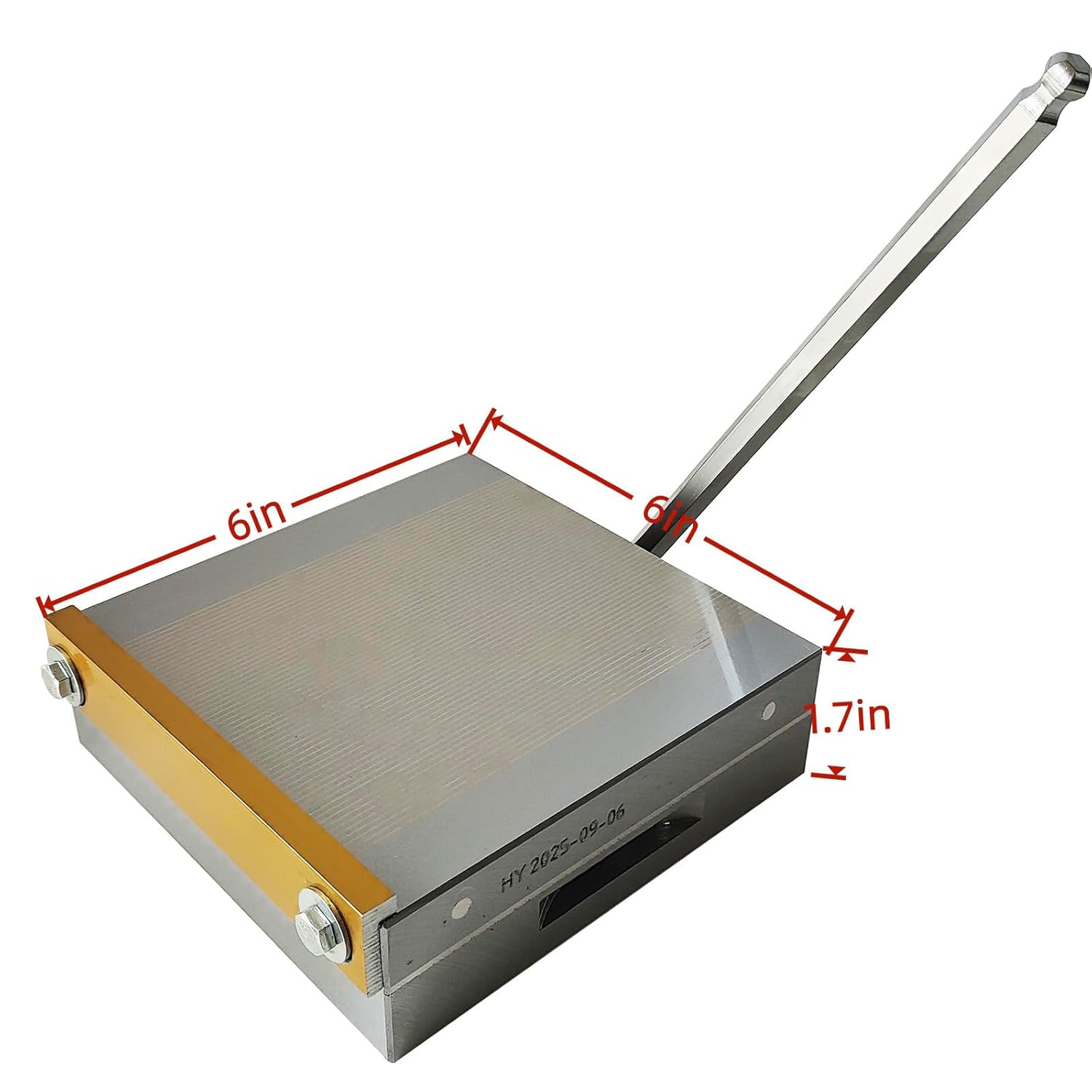 6 * 6inch Permanent Magnetic Chuck, Rectangular Lathe Magnets, 100-120 N/cm² Magnetic Force for Grinding Milling Lathe Workholding
