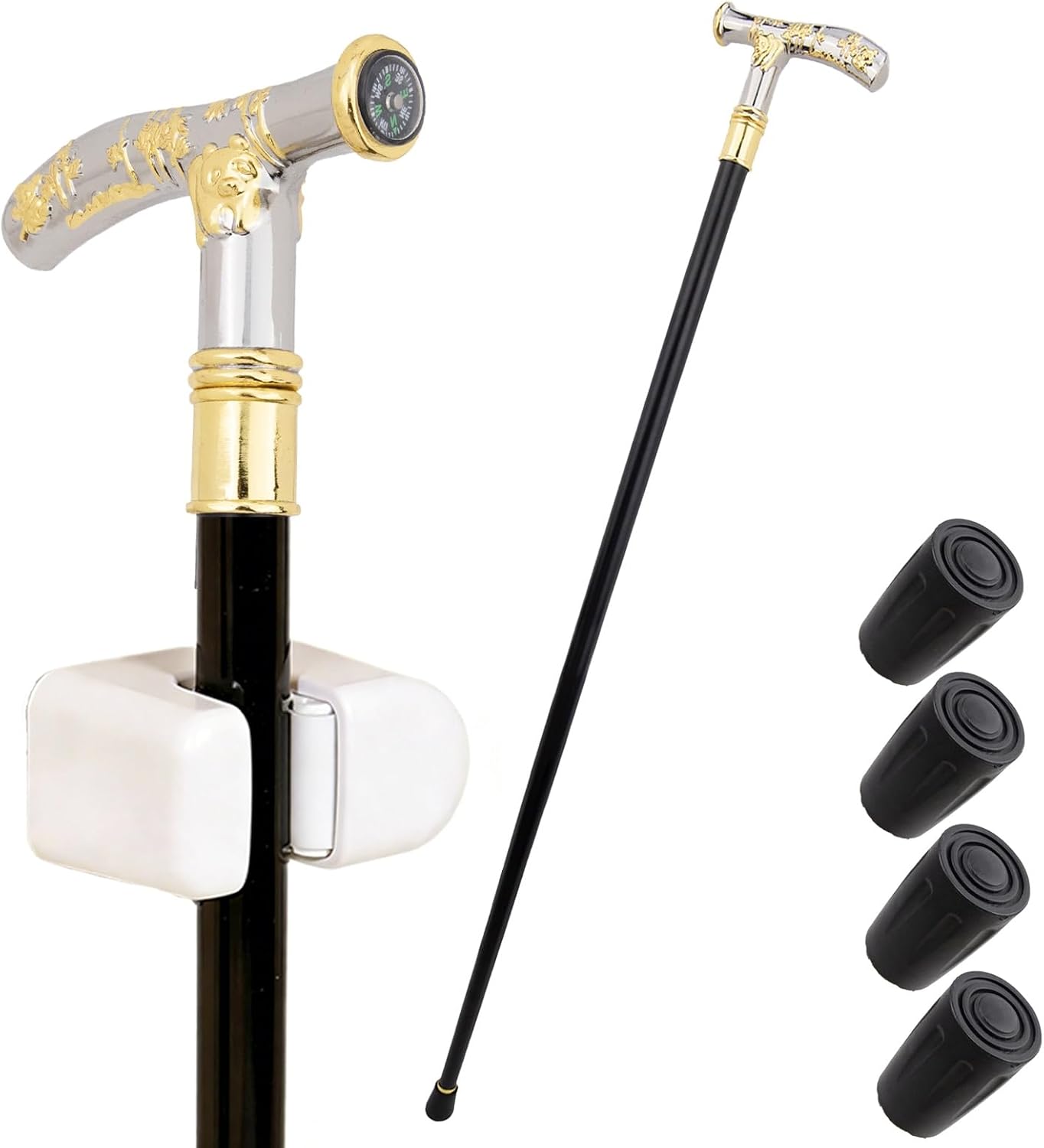 Panda Walking Cane, with Cane Clip and 4 Removable Anti Slips, for Cosplay Collection Decor Walking Stick 93cm