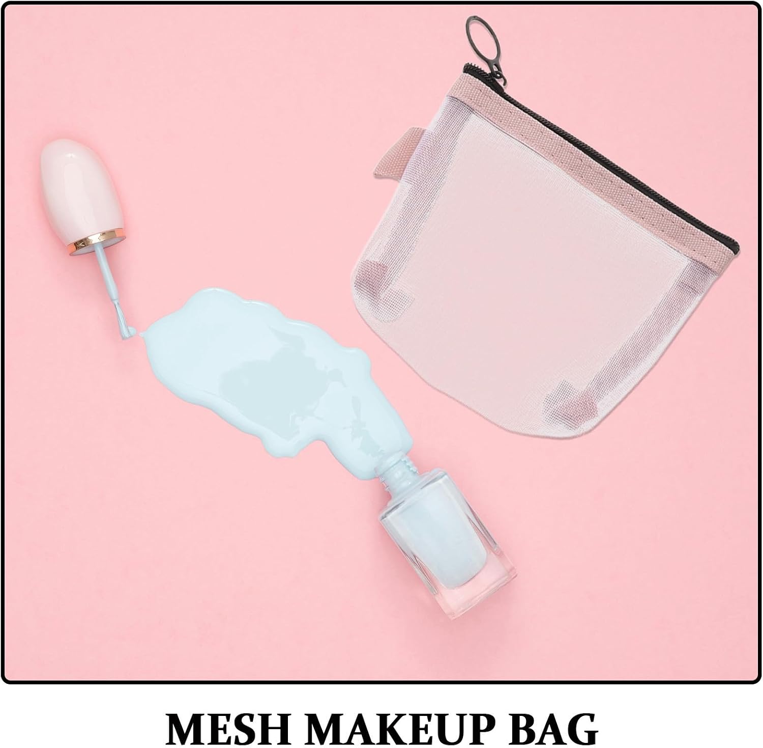 5pcs Mesh Nylon Cosmetic Storage Pouches with Zipper image 3
