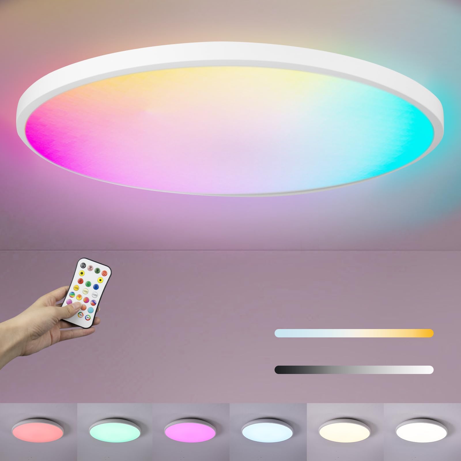 GOHIVTY RGB LED Ceiling Light - with Bluetooth Speaker and Remote ...