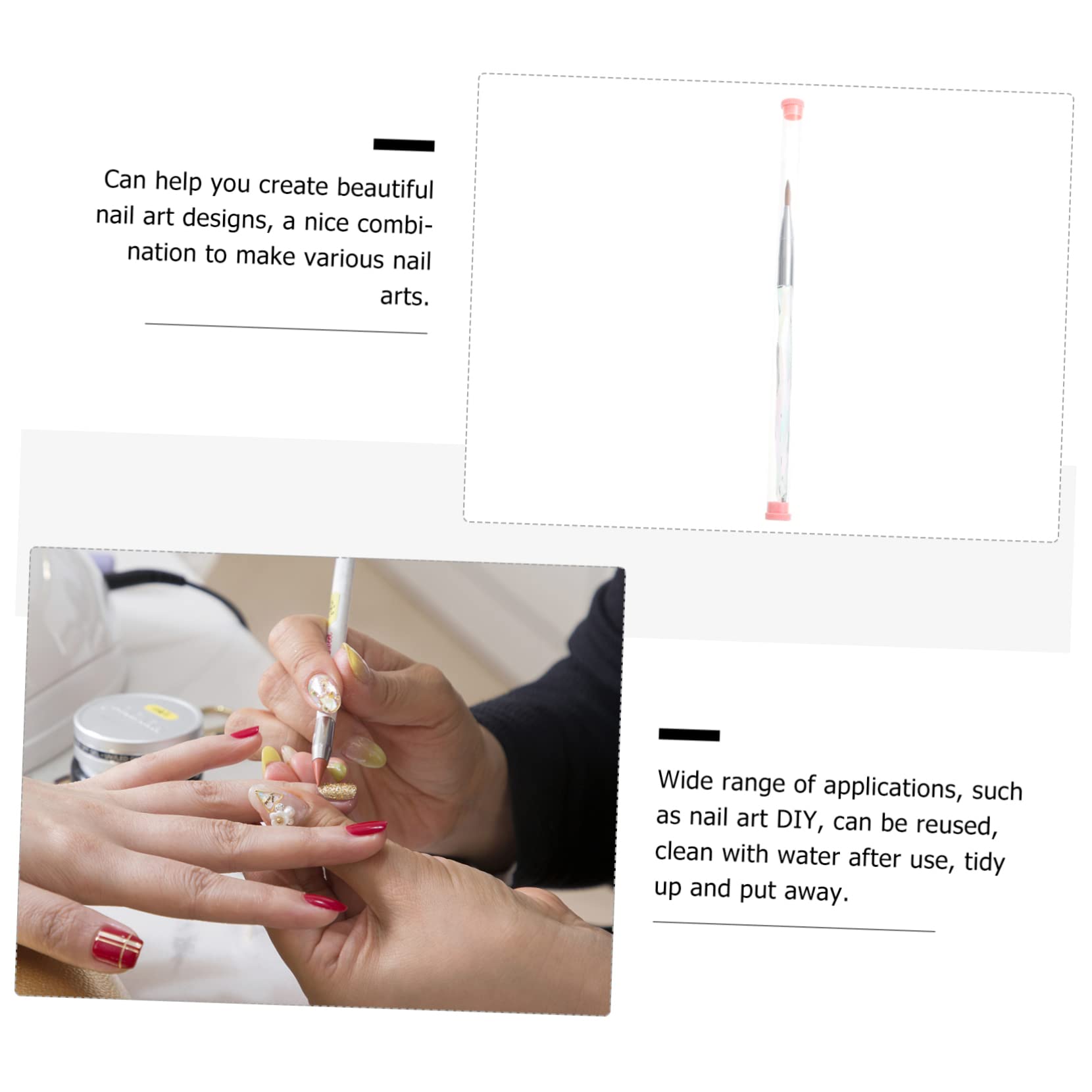 Healeved 3pezzi Pennello Per Nail Art Con Manico Trasparente e Design Unico Strumento Per Pittura Unghie Gel Accessorio Per Unghie Con Setole Flessibili e Assorbimento Potente Per Creazioni