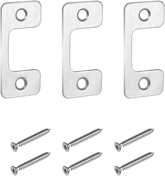 3 Pcs Adjustable Strike Plate for Exterior Doors - Home and Rental Security Strike Plate - Large Hole Strike Plate for Door Strike Plate- Deadbolt Strike Plate for Deadbolts and Electronic Locks