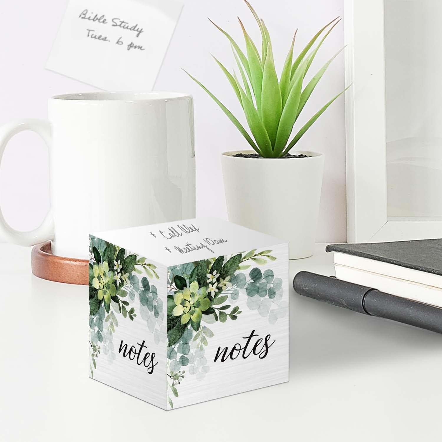 Lush Greenery Sticky Note Cube / 600 Sheets / 2.75" Memo Block Printed On 4 Sides/Trendy Botanical Design/Made in The USA image 5