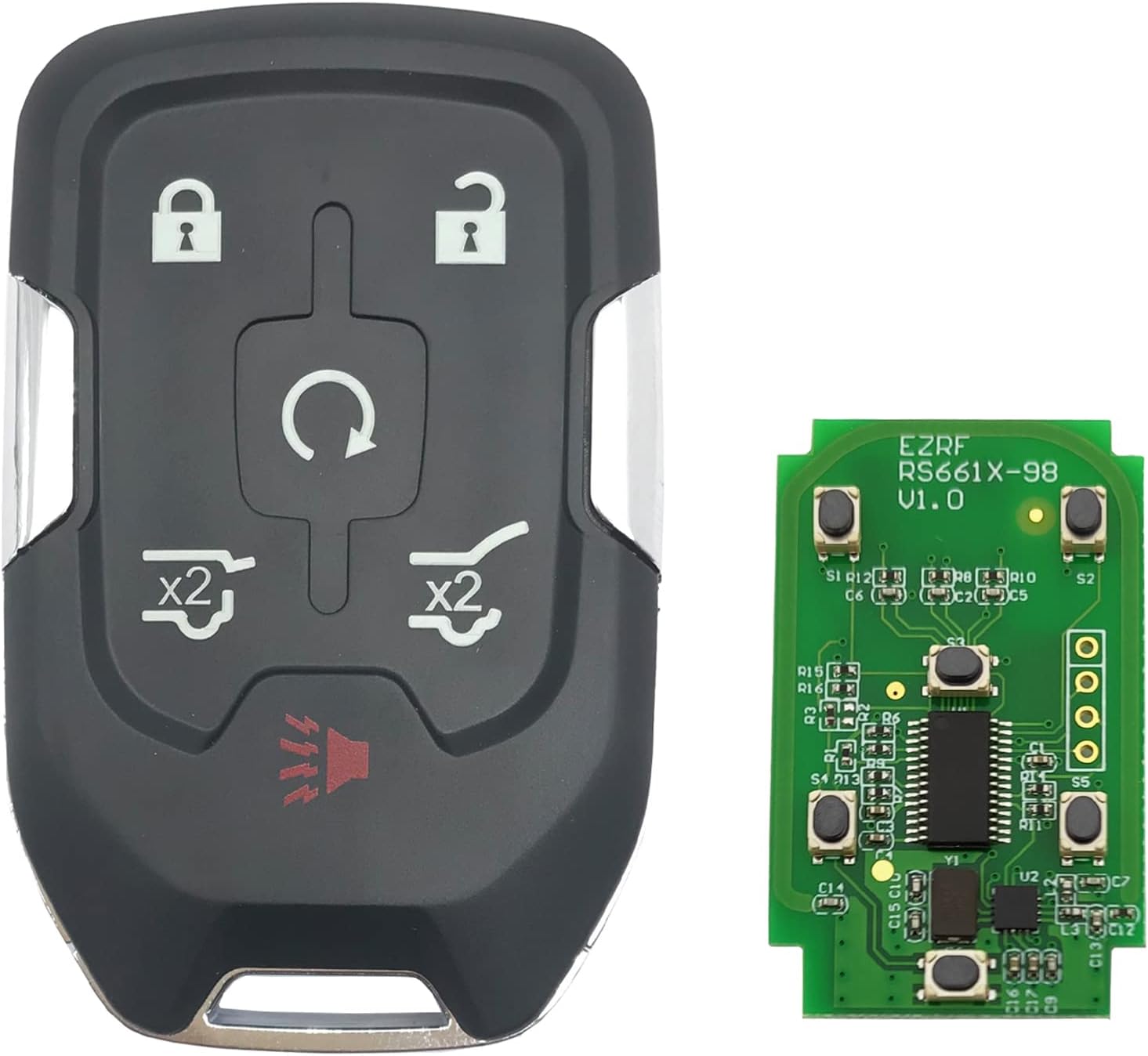 6 Buttons Keyless Remote Car Key Fob Fit for GMC Yukon/Yukon XL,Chevy Tahoe Suburban 2015 2016 2017 2018 2019 2020 HYQ1AA (1)