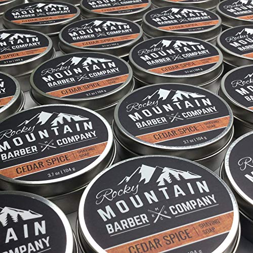 Shaving Soap - Traditional 100% Natural Cedar Spice Shave Soap - Long Lasting 3.7 oz for Rich & Thick Lather Shaving Cream - For All Skin Types - Made with Shea Butter & Cinnamon Leaf Oil