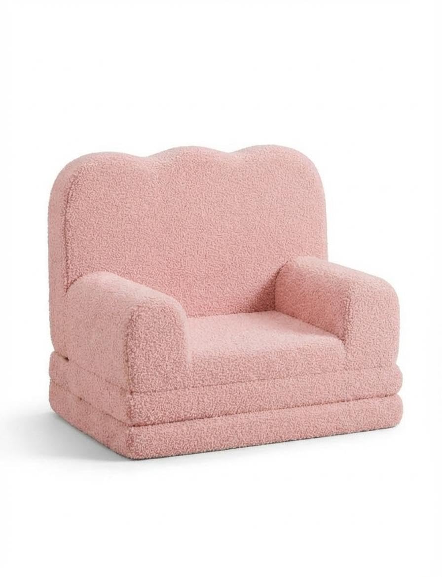 Garvee Kindersofa, 2-in-1 Konvertierbare Teddy Fleece Stoff Kleinkindsofa, weicher ausklappbarer Couch für Kinder, bequemes Kindersofa für das Spielzimmer, Kinderzimmer, Geburtstagsgeschenk