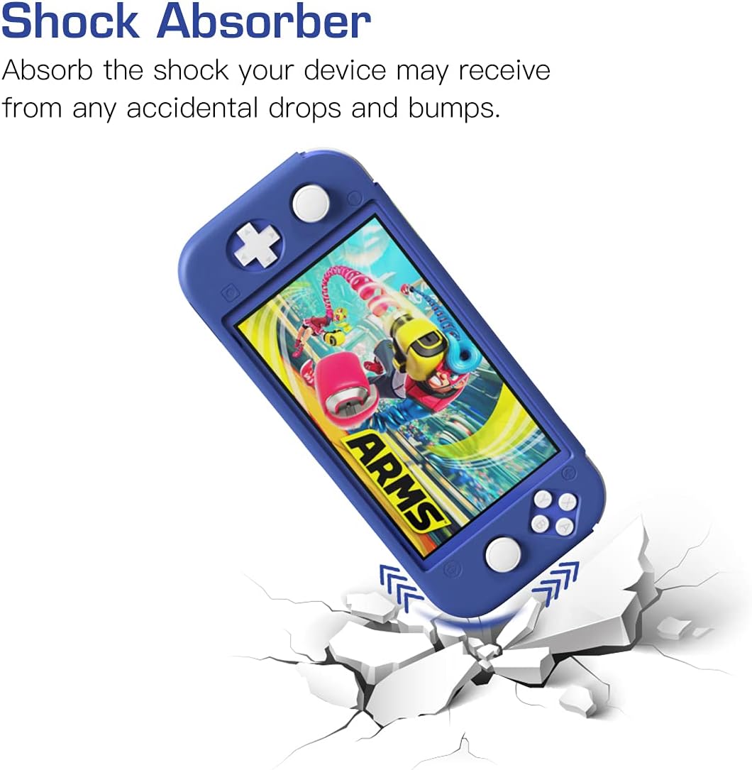 MoKo Protective Case for Switch Lite, Silicone Cover, Shock-Absorption Anti-Scratch Non-Slip Case - Blue - Image 5