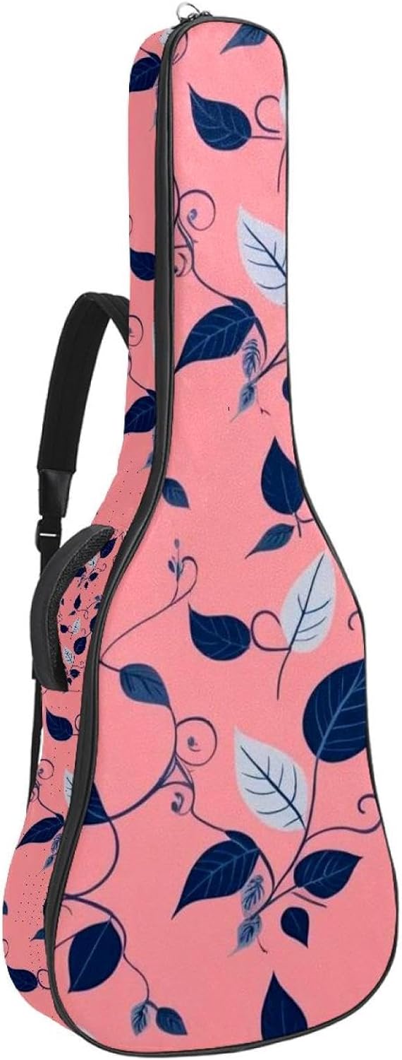 Colored Leaves Guitar Bag 40 41 42 In 2 Pockets Guitar Case Waterproof Guitar Case Resistent Oxford Cloth 0.4 In Extra Thick Sponge Padded for Acoustic Guitar