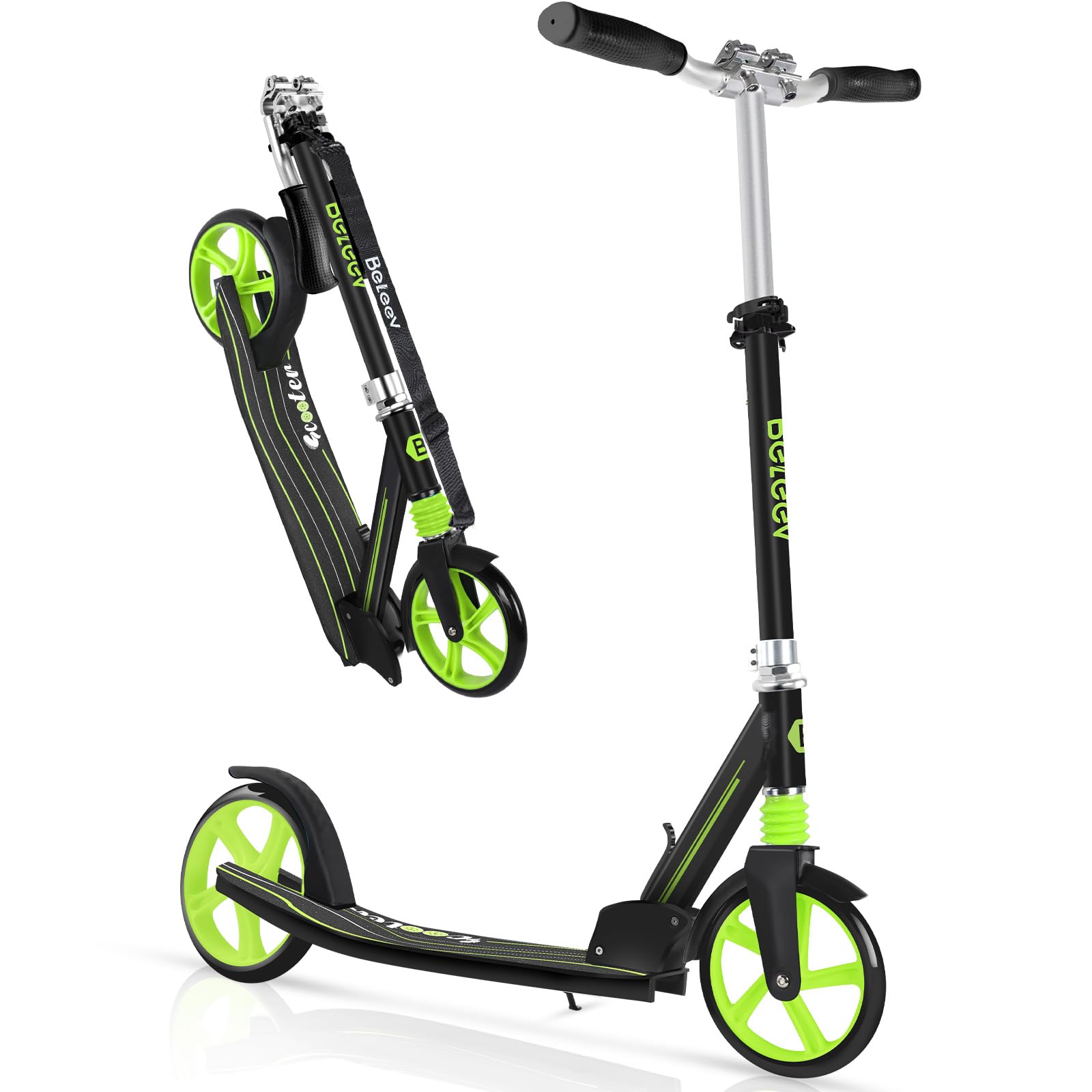 BELEEV V5 Scooters for Kids 6 Years and up, Folding Kick Scooter 2 Wheel for Adults Teens, 4 Adjustable Handlebar, 200mm Big Wheels, Lightweight Sports Commuter Scooter, Sturdy Frame, up to 245lbs