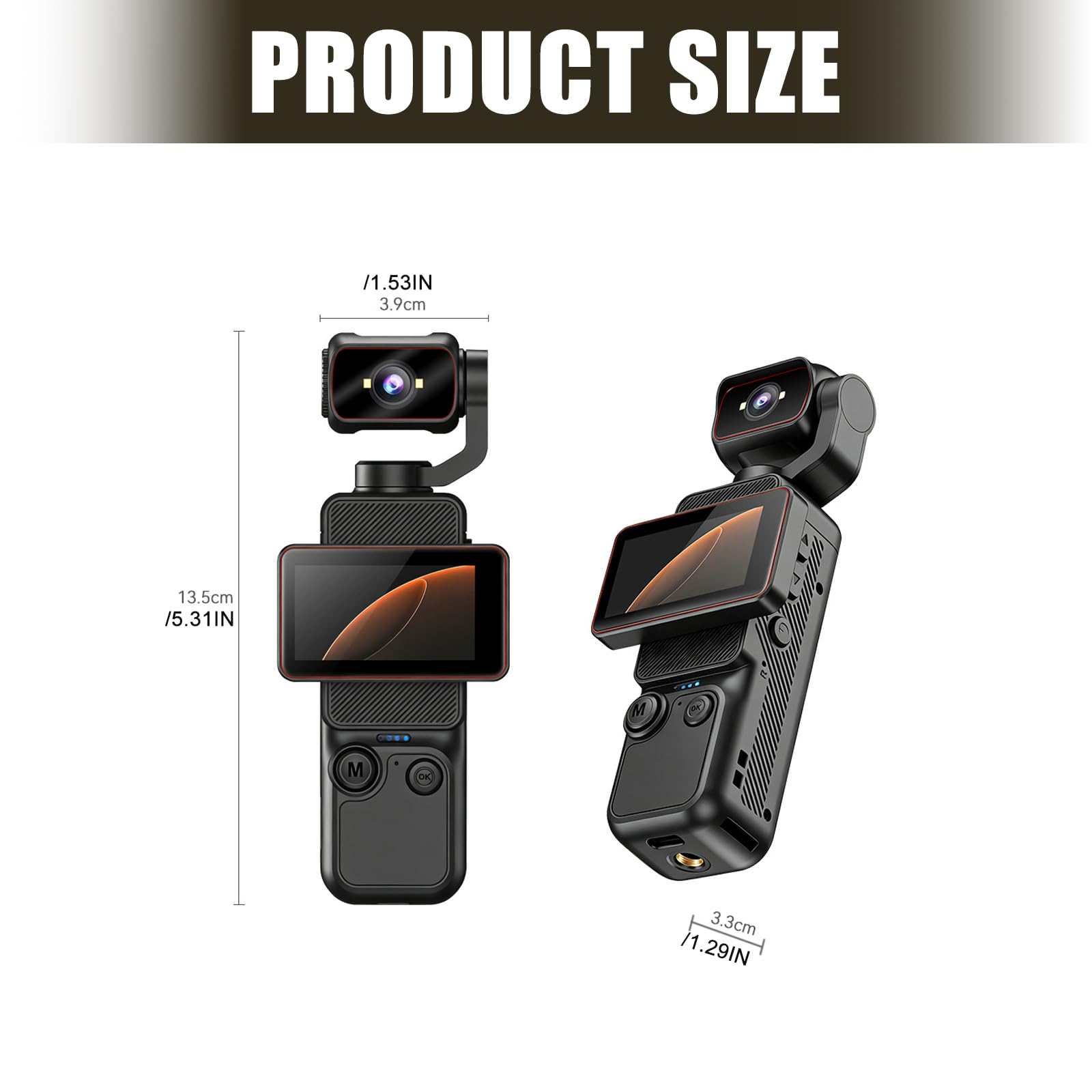 Fotocamera portatile compatta con rotazione di 180 gradi, colore arancione