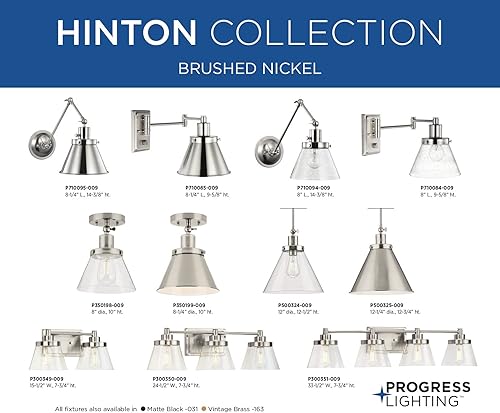 Miniatura 8 de Progress Lighting P350199-009 Montaje empotrado transicional de una luz de Hinton Collection en peltre, níquel, acabado plateado,