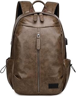 شنطة ظهر من رحالة، بتصميم كاجوال الجلد المقاوم للماء ومناسبة للاب توب مقاس 15.6 بوصة، موديل GLD115, بني