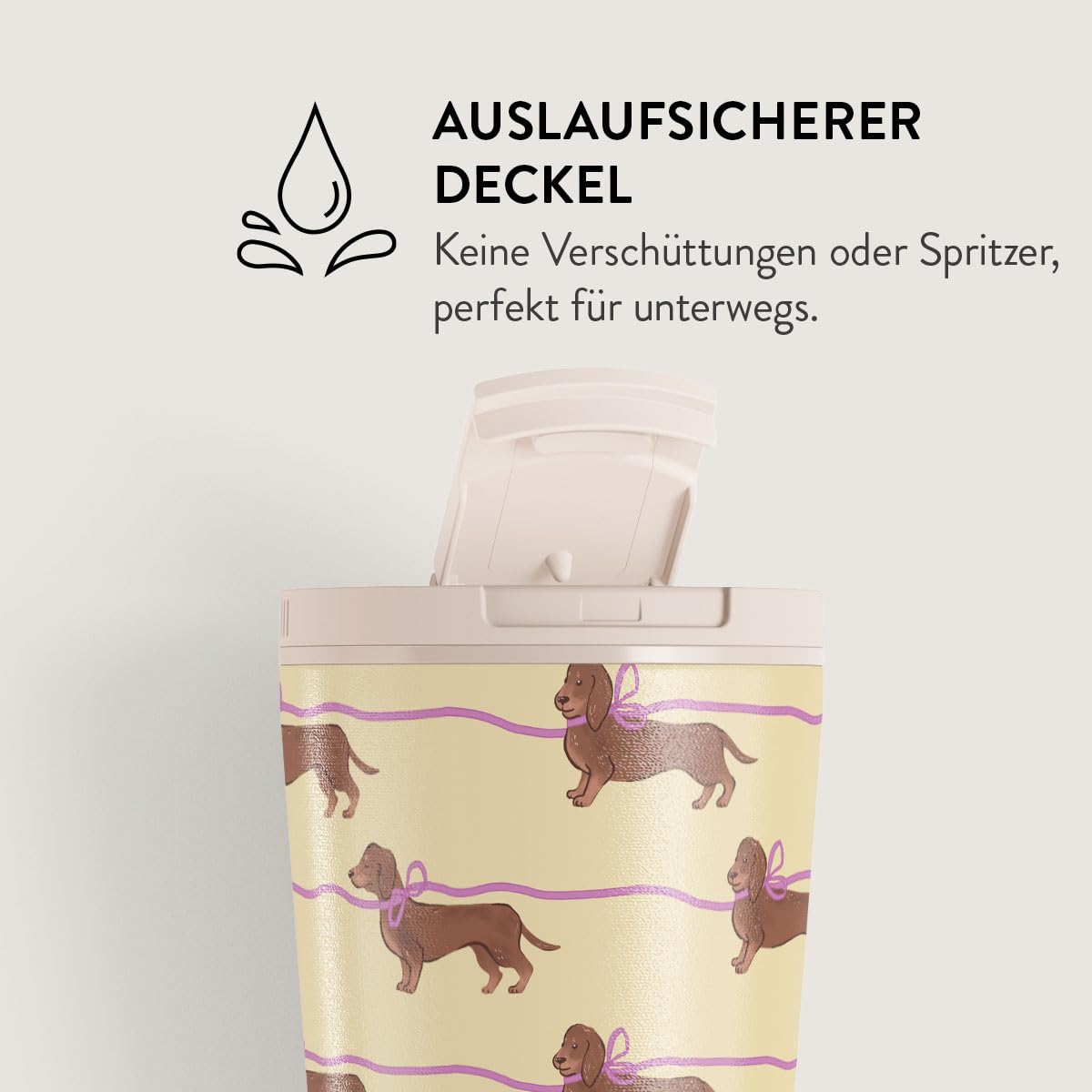 BURGA 500 ml Reisebecher mit Deckel – Isolierter Kaffeebecher aus Edelstahl, hält Getränke 6 Std. heiß und 24 Std. kalt, auslaufsicherer Klappdeckel, passt in Becherhalter