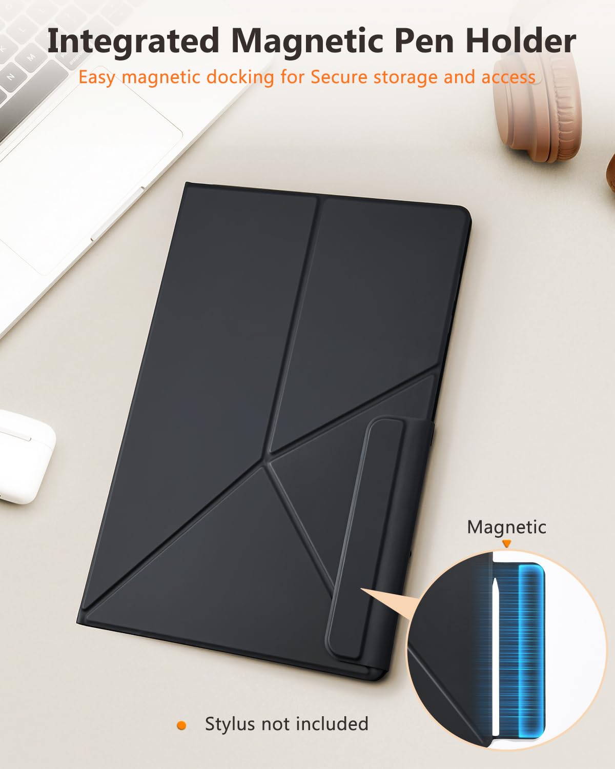 Etui do Samsung Galaxy Tab S11 Ultra 37.1 cm, magnetyczne mocowanie i uchwyt na długopis S do S11 Ultra, automatyczne budzenie/uśpienie, wiele kątów widzenia, wąska lekka obudowa kompatybilna