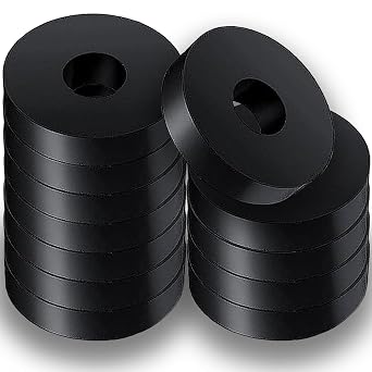 12 PCS Thick Rubber Washers - 1.5 Inch OD, 0.5 Inch ID, 0.4 Inch Thick Black Round Rubber Anti Vibration Washers for Home, Cars, Boat Accessories