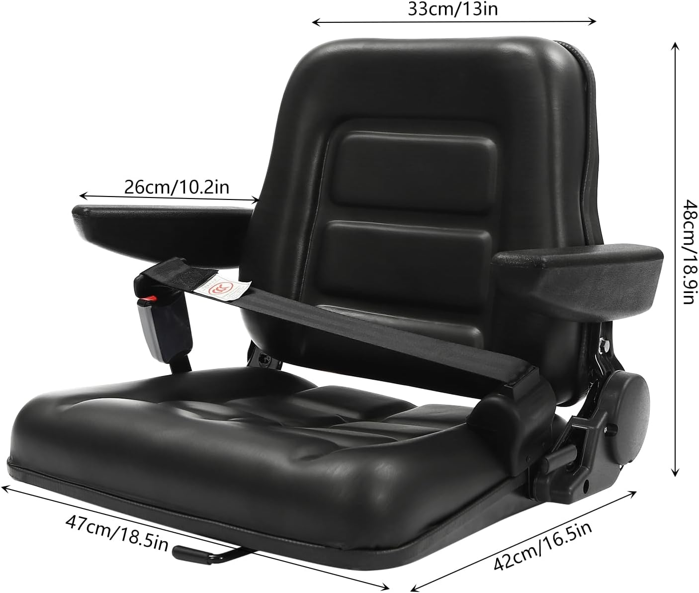 Universal Forklift Seat,Tractor Seat,with Micro Switch,Armrest and Safety Belt,for Tractor,Mower,Skid Loader,Telehandler,Backhoe,Excavator Dozer