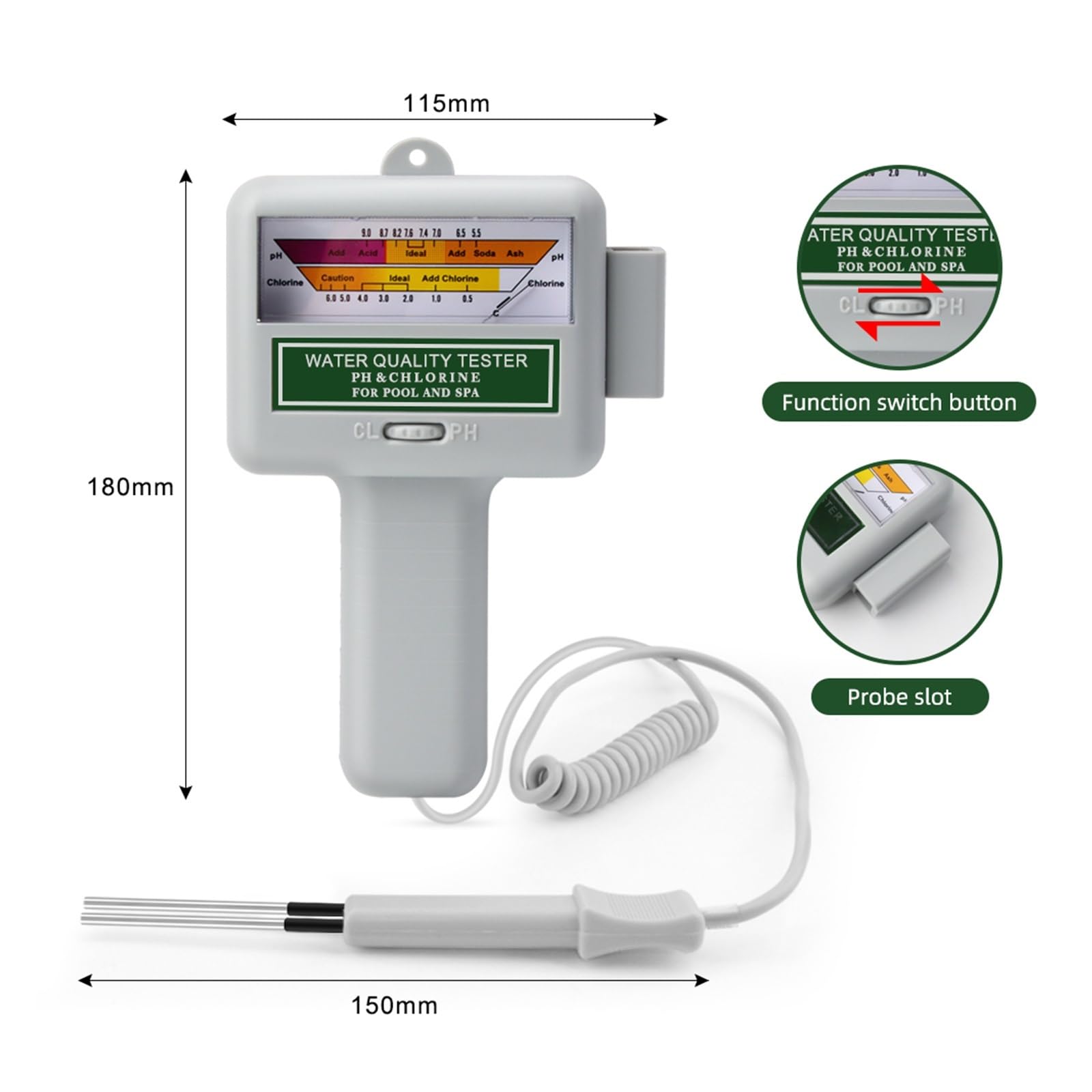 Misuratore Di Cloro PH 2 In 1 0,5~6,0 Ppm Tester Di Livello For Piscina Analizzatore Portatile For Monitor Della Qualità Acqua For Piscina Spa Acquario
