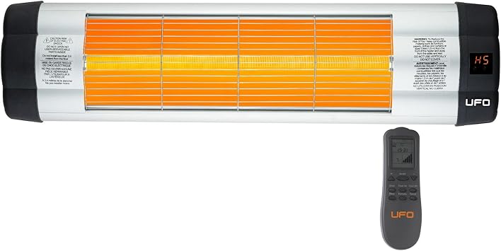 UFO UK-15 1500W Wall-Mounted Infrared Heater, Remote, Silver