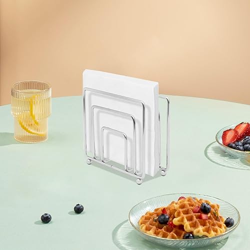 Shikiy Servilletero de 4 colores para mesa de cocina, servilletero cuadrado para cena familiar informal (plateado)