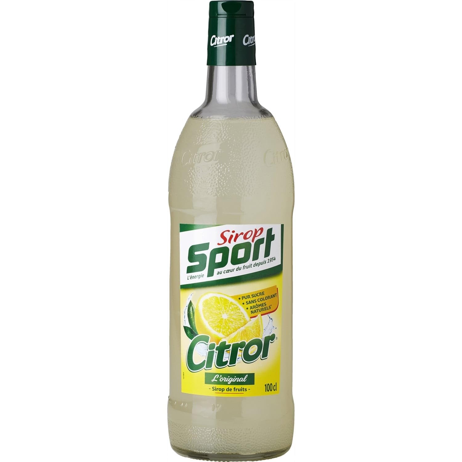 SIROP SPORT Sirop de Citron Pur Sucre Sans Colorant Arômes Naturels Bouteille Verre 1L L'Original depuis 1954 - Lot de 4