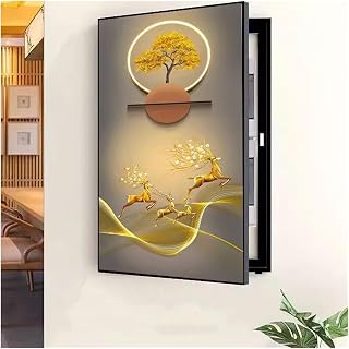 Decorative Painting of Meter Electric Box Covers Modern Creative Pictures Poster Mural with Frame Home Live Room Wall Art Custom(Black,40x60cm)