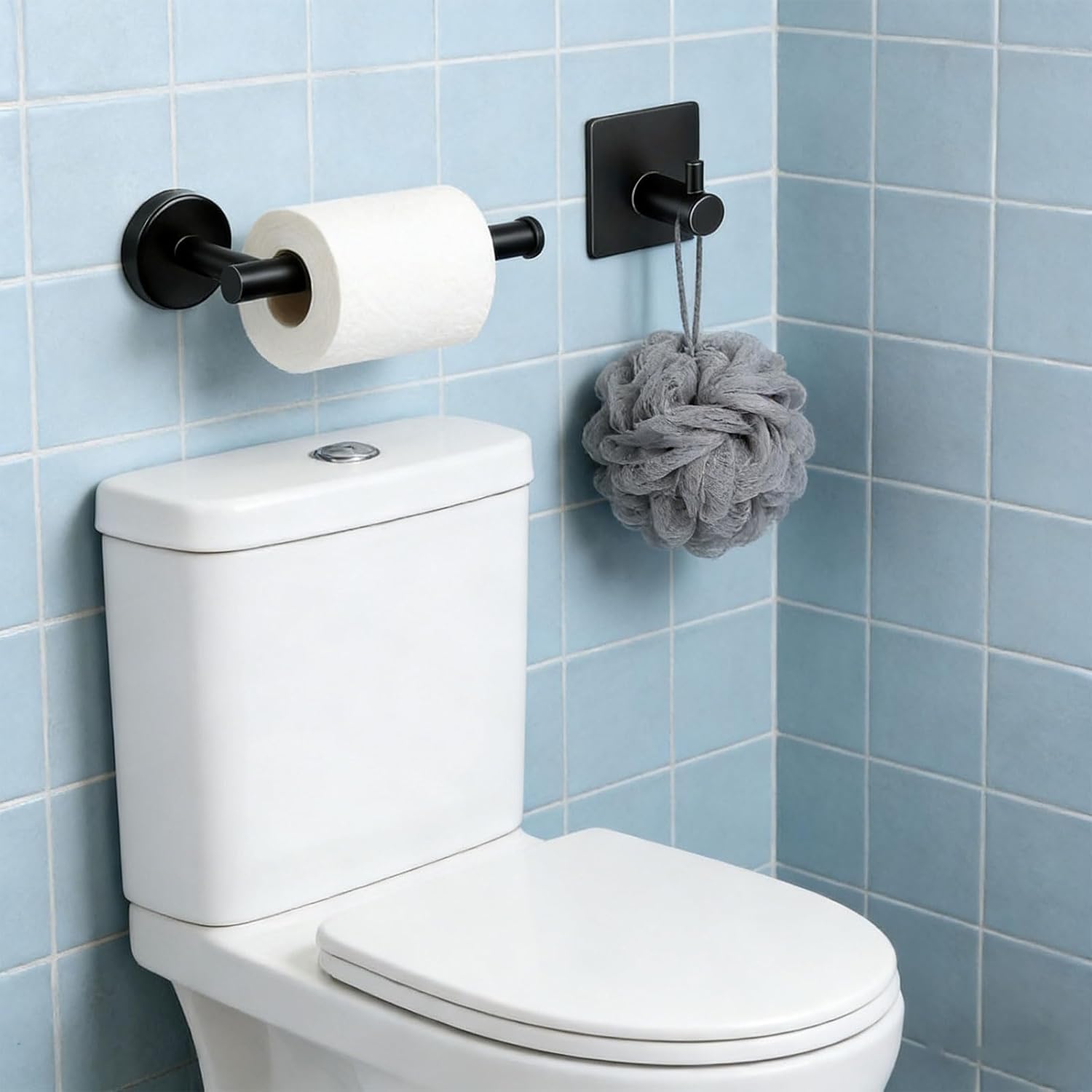 Bathroom Towel Rack Adhesive Towel Rings Robe Hook Holder Accessory Set Easy to Installation Accessory Set