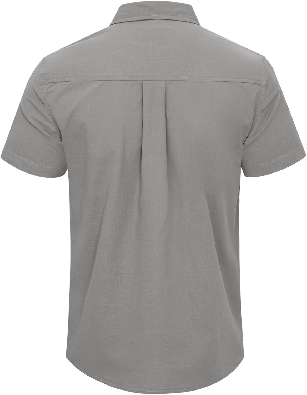 Mens Casual Linen Button Down Short Sleeve Shirts Beach Summer Spread Collar Pocket Tops - Image 3