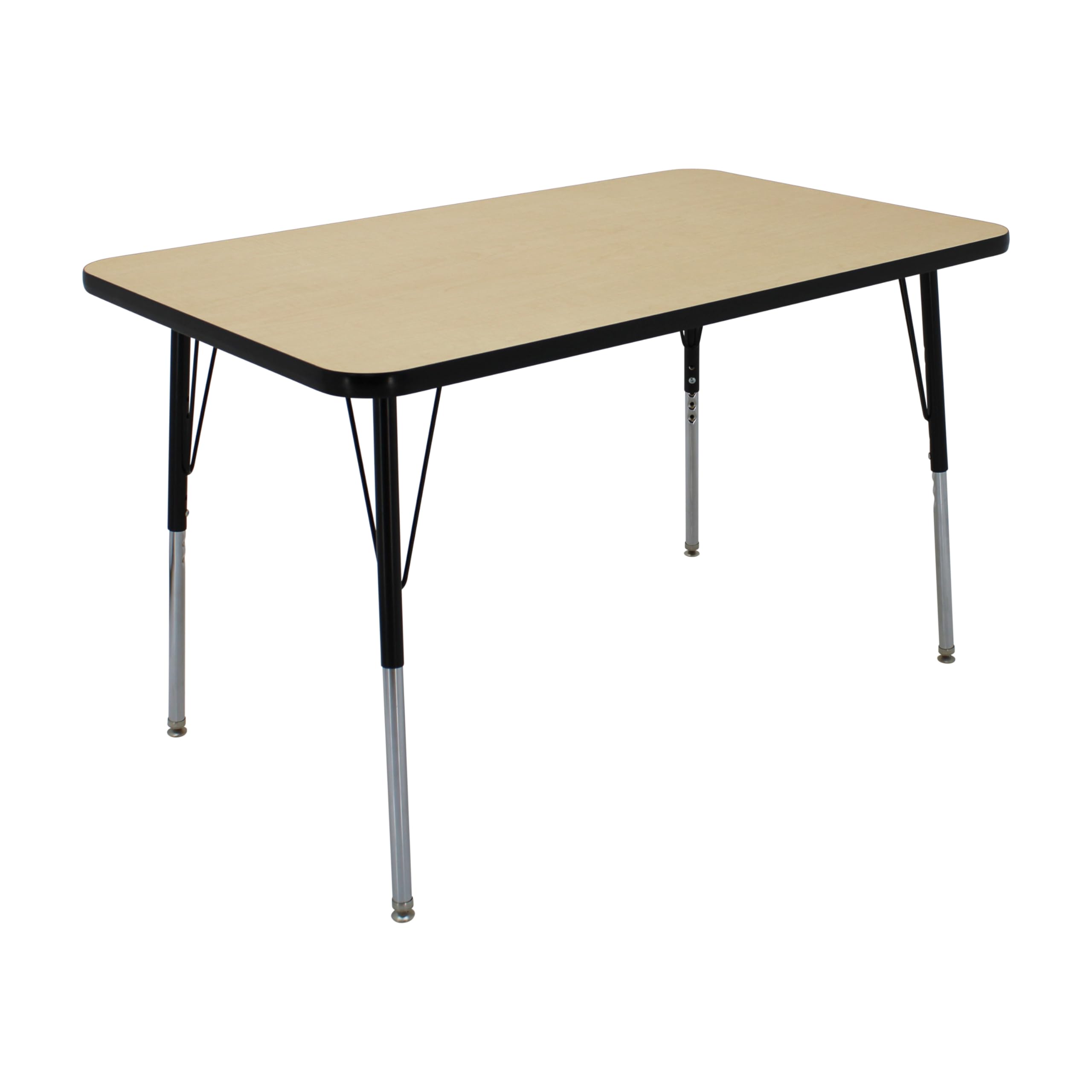 FDP Rectangle Activity School and Office Table (30 x 48 inch), Standard Legs with Swivel Glides, Adjustable Height 19-30 inches; Quick Ship Single Box