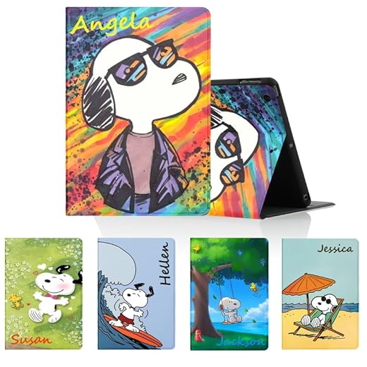 Funda Tablet Personalizada para iPad 10.ª Generación 10,9" 2022, Cárcasa Personalizable con Snoopy Dibujos Animados PU Cuero Flip Texto Custom Aesthetic Case