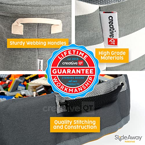 Creative-QT-SlideAway-Toy-Storage-Organizer-Play-Mat-for-Kids-Organizer-Storage-Bin-Kids-Toy-Box-for-Boys-Girls-Playroom-Storage-Toy-Holders-for-Kids-Rooms-Grey-Stripes Creative QT SlideAway Toy Storage Organizer Play Mat for Kids Organizer Storage Bin Kids Toy Box for Boys Girls Playroom Storage Toy Holders for Kids Rooms Grey Stripes