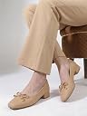 STEFFY Women Beige Block Heel Pumps | Elegant Synthetic Leather Footwear Comfortable Casual Sandals for Office and Daily Wear | Size 3 gallery image