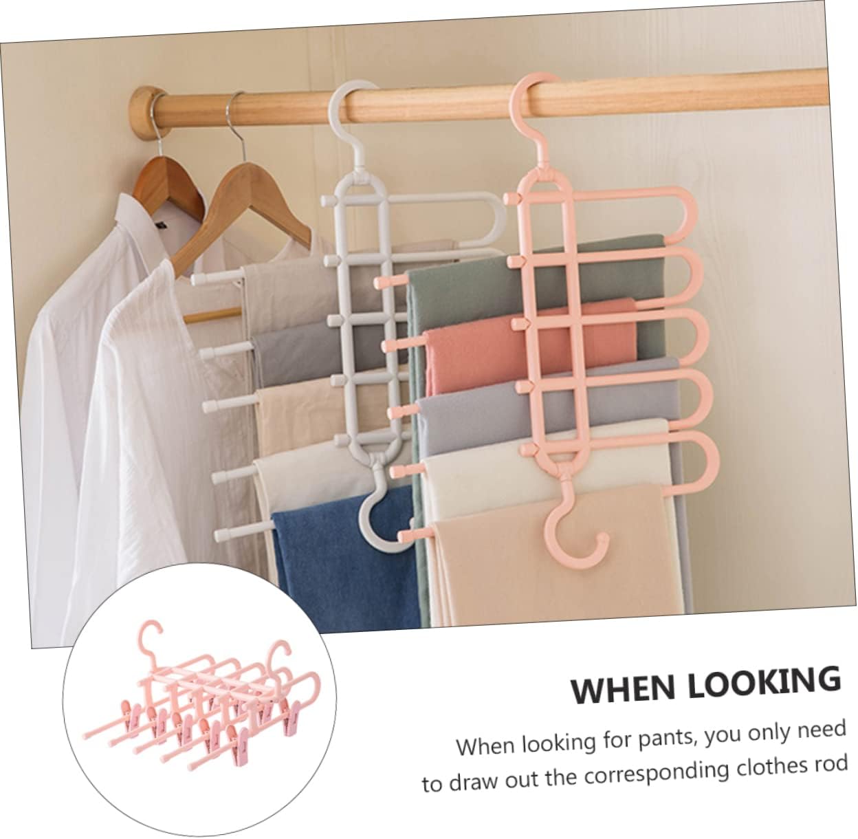 Closet Storage Organizer Pants Hanger Multifunctional Rack Pp Material Space Saving