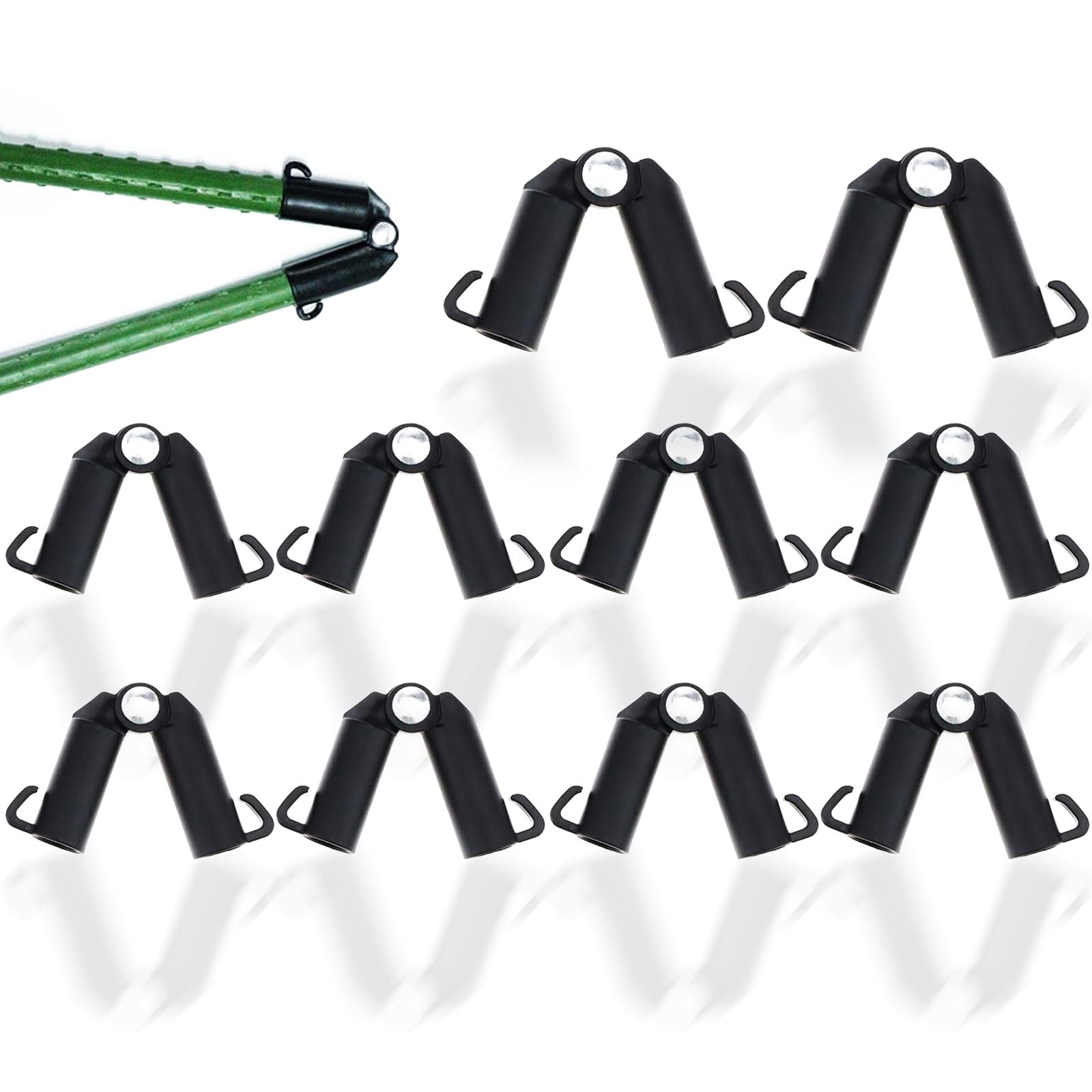 BE-TOOL 10Pcs 11mm Plant Stake Connectors B-Type Plant Trellis Fixed Clip Black Stake Clamps Gardening Accessories for Plant Climbing Frame Support System