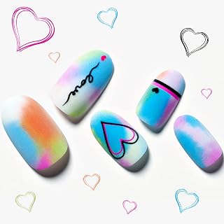 Pink Press on Nails Short Almond, GLAMERMAID Glue on Nails for Spring Summer | Color False Nail Kits with Heart design, Rainbow Stick on Nails Sets for Women Girlfriend,Fake Nails Short