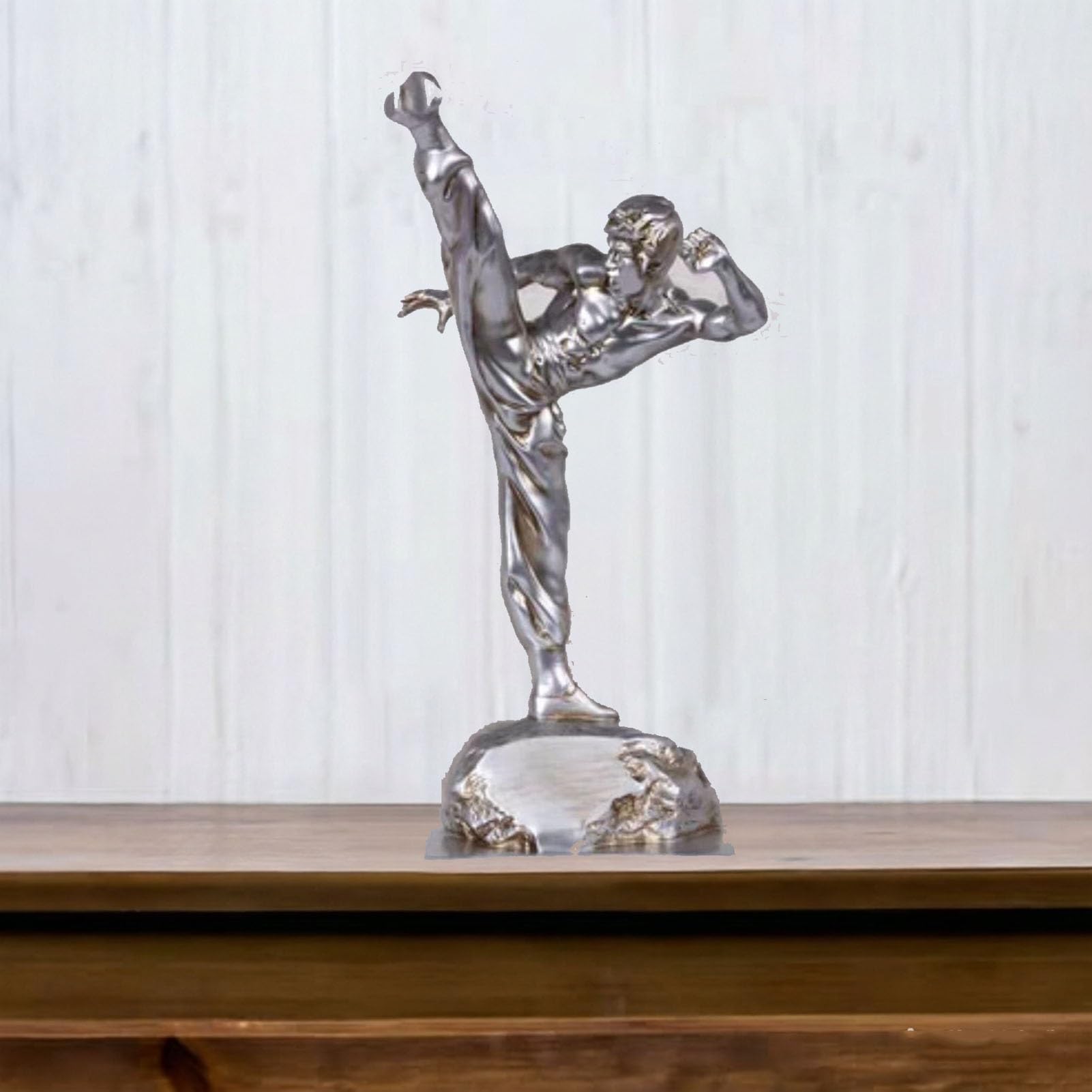 YUZDNM Bruce Lee Statue Sculpture - Decoration Art Statue Sculpture, Kung Fu-Knig Sculpture, Sculpture Collectible, Home Decoration Gifts(Silver)