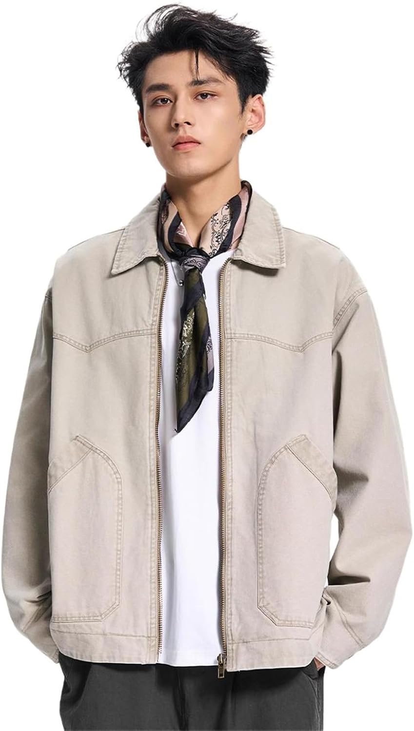 Men's American Retro Canvas Short Jacket for Spring and Fall