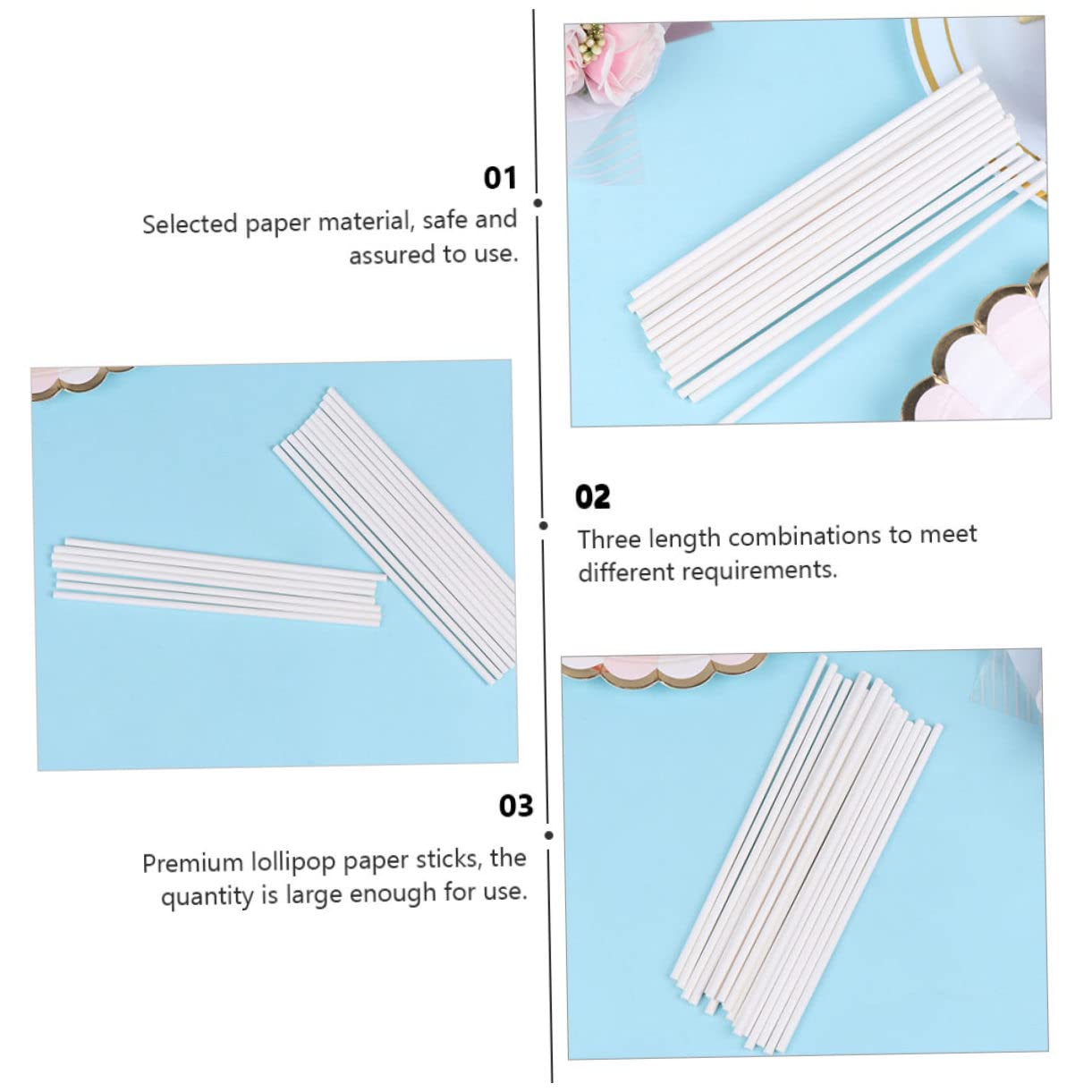 LABRIMP 300piezas Palitos De Papel para Lollipop Variedad para Hacer Dulces para Fiestas y Celebraciones