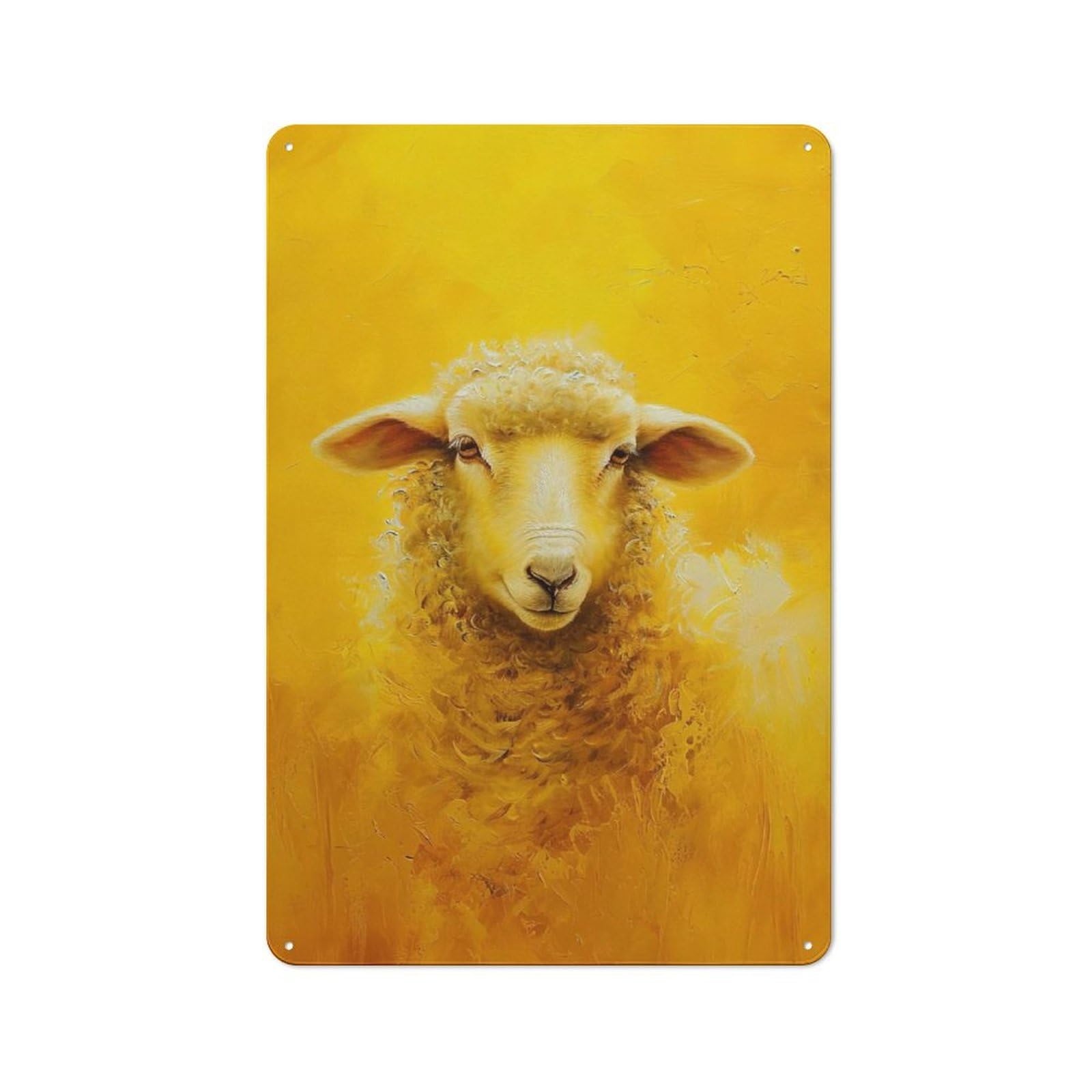 Junmoney Golden Fleece Sheep Printed Metal Sign 30X20cm For Café Or Restaurant, New-Space Wall Decor For Café Owners And Decorators