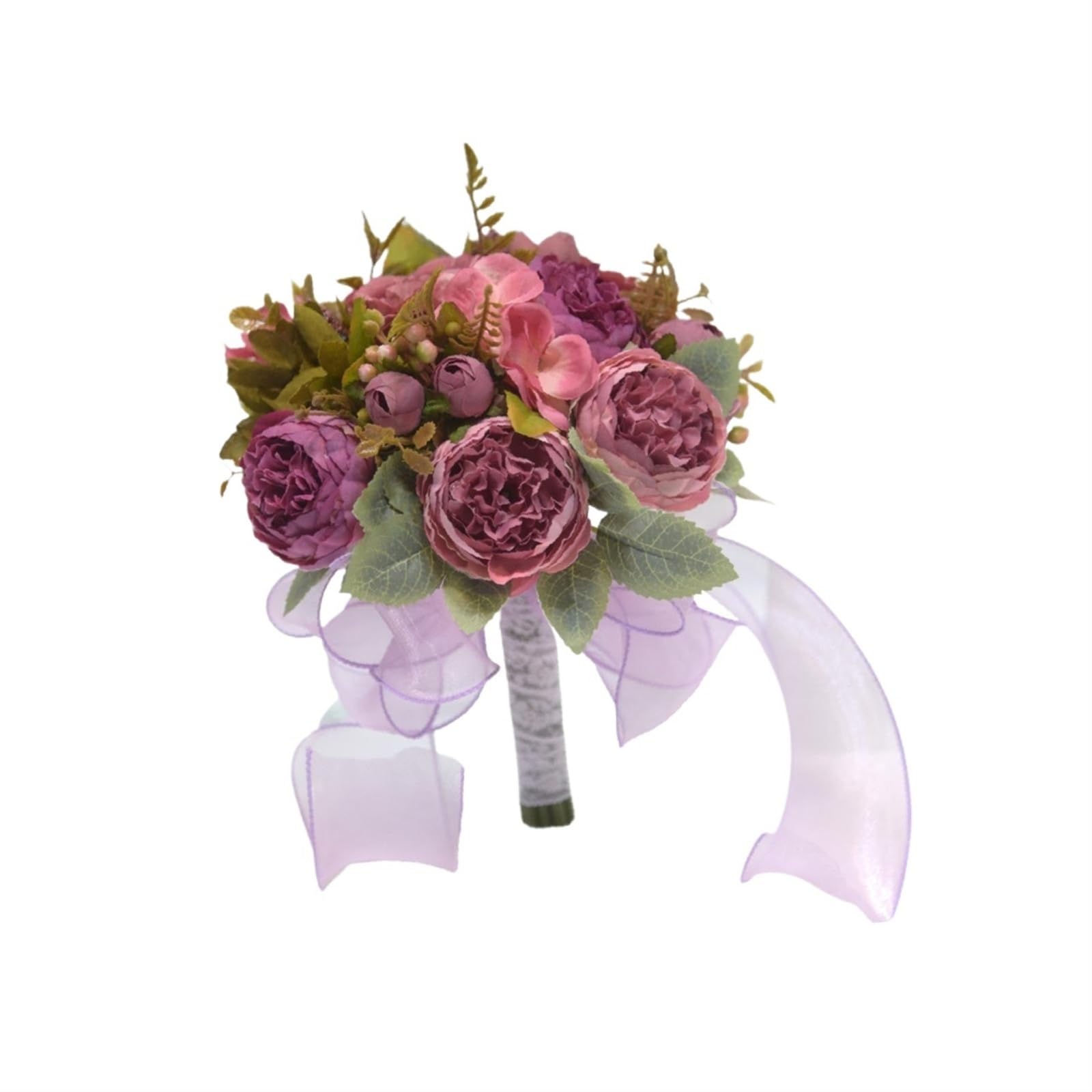 ZGCrumphant Artificial Wedding Bouquet Bride Bridesmaid Wedding Bouquet Romantic Bridal Throw for Party Photo Anniversary Ceremony Decoration(PURPLE)