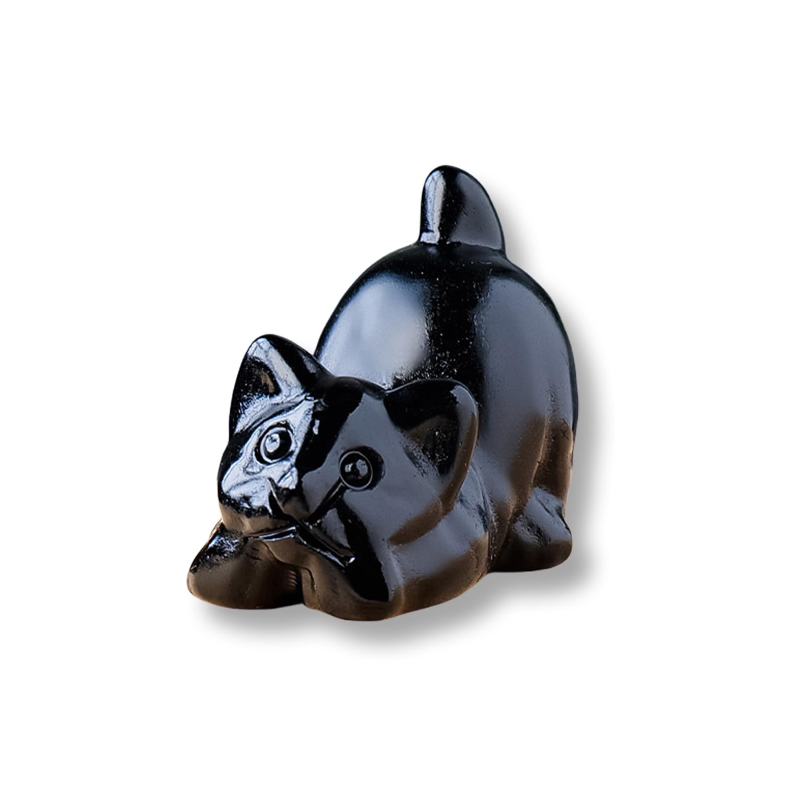 Estatuilla Decorativa de Gatos, Escultura de Animal de Cristal Tallada en Miniatura, Ornamento para decoración de Escritorio del hogar
